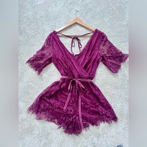 Lace overlay romper